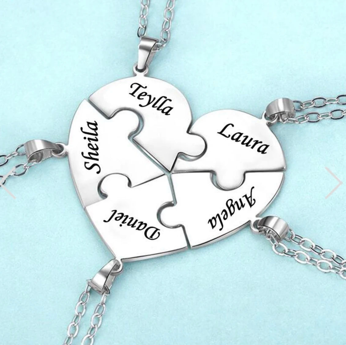 Personalisiertes Puzzle-Herz Namensanhänger – Symbol für Verbundenheit & Liebe