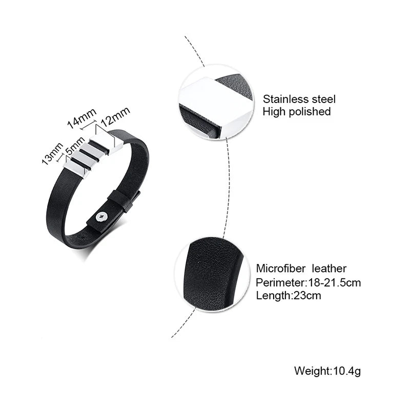 Personalisierte Leder-Armband in Schwarz, einzigartiger Herren-Schmuck