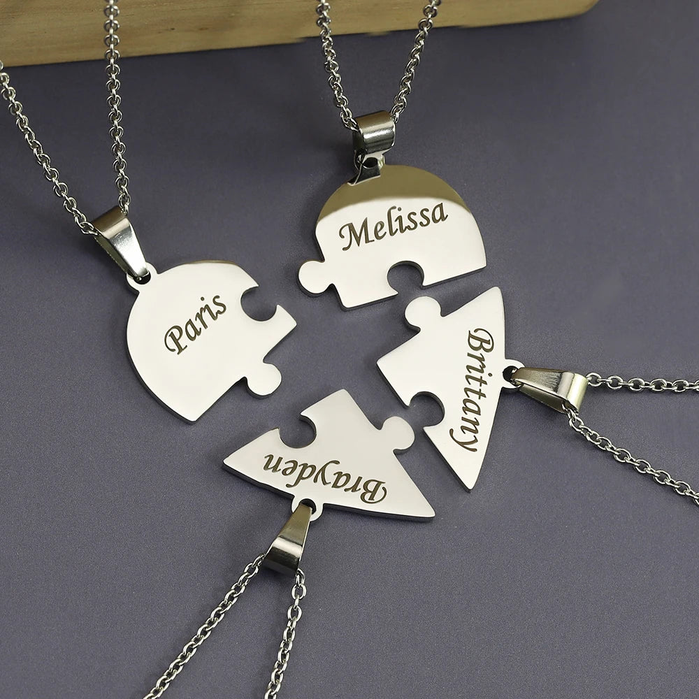 Personalisiertes Puzzle-Herz Namensanhänger – Symbol für Verbundenheit & Liebe