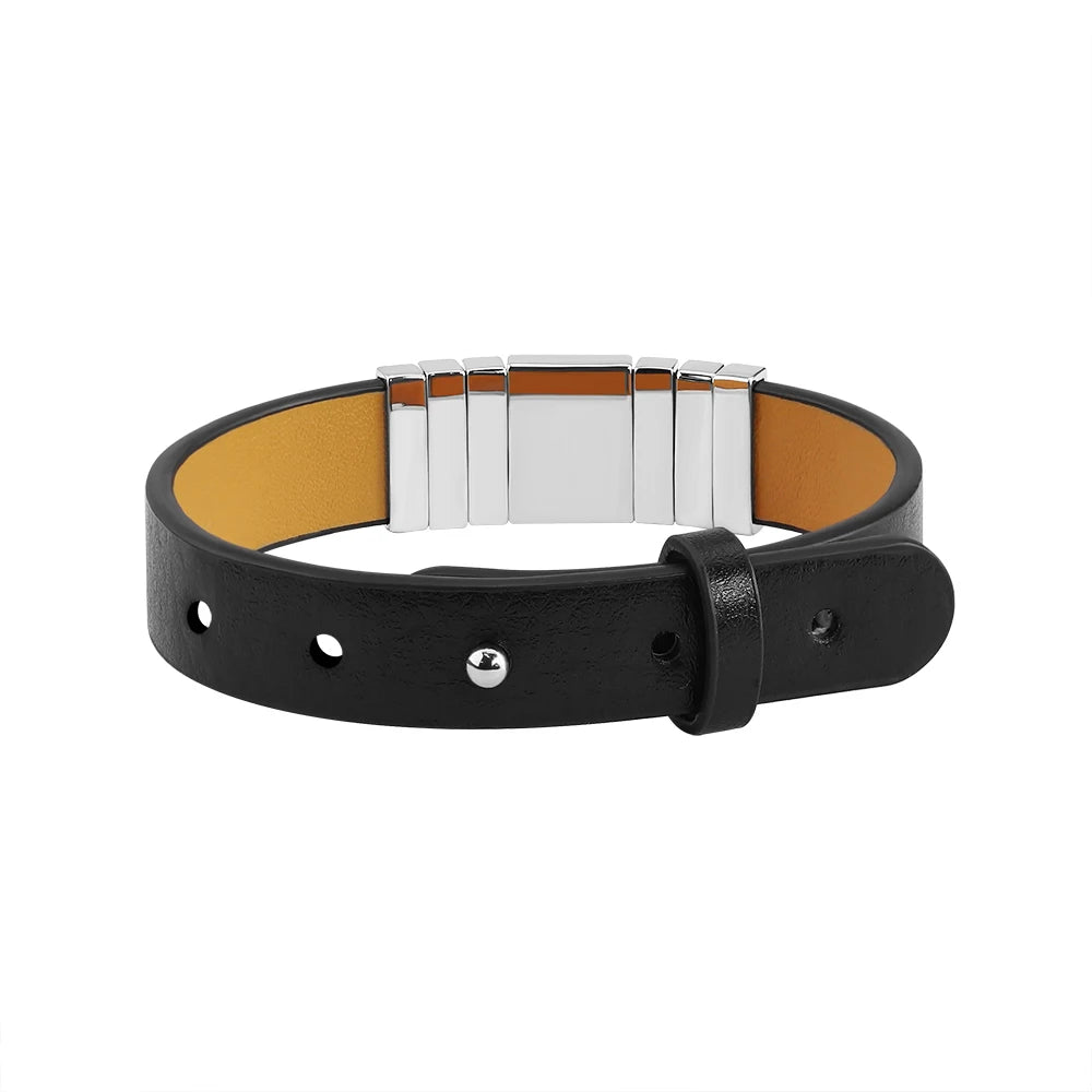 Personalisierbares Lederarmband mit Edelstahl, verstellbares Lederarmband