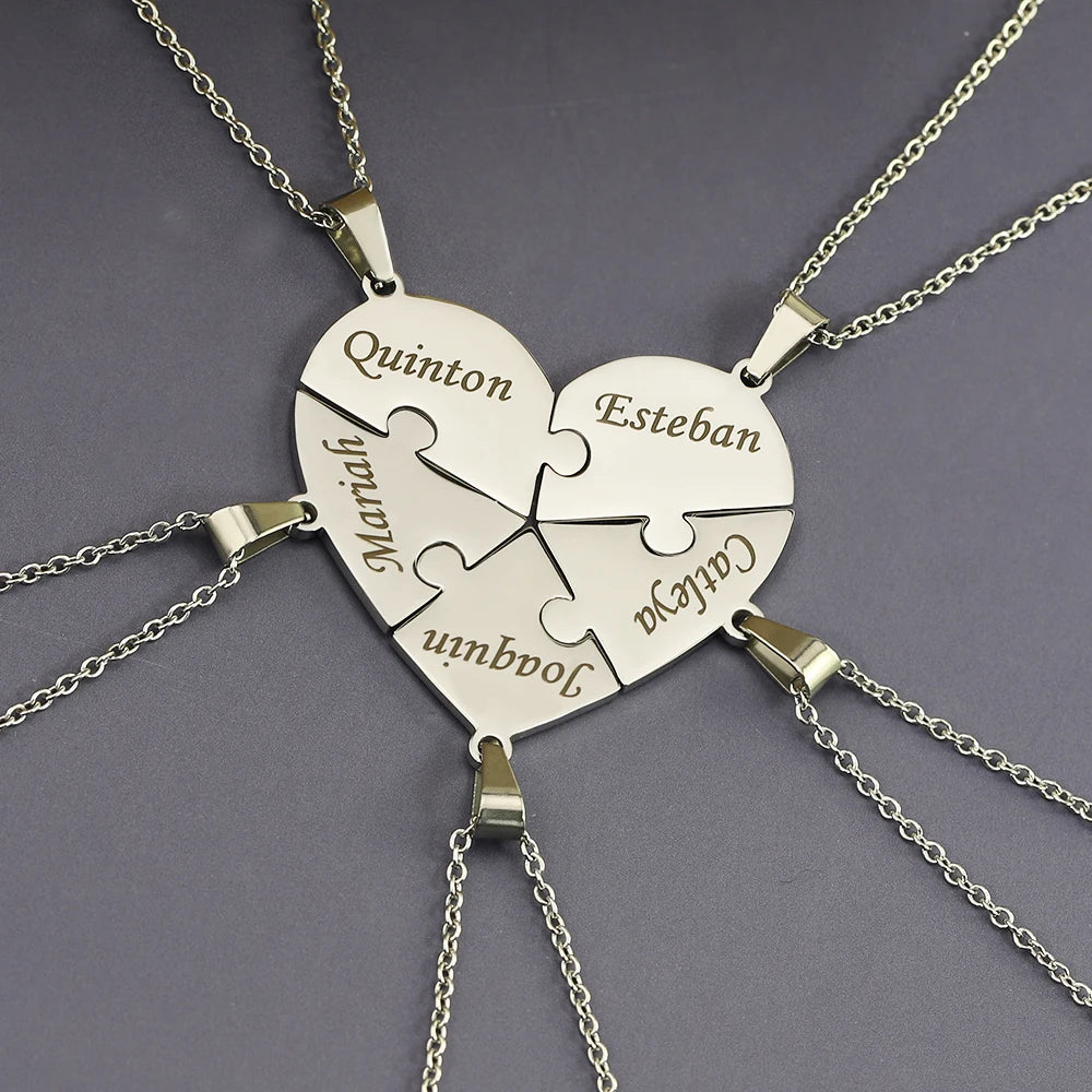 Personalisiertes Puzzle-Herz Namensanhänger – Symbol für Verbundenheit & Liebe