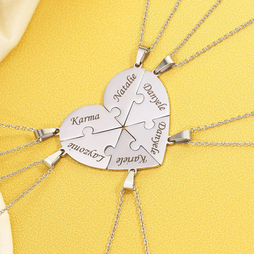 Personalisiertes Puzzle-Herz Namensanhänger – Symbol für Verbundenheit & Liebe