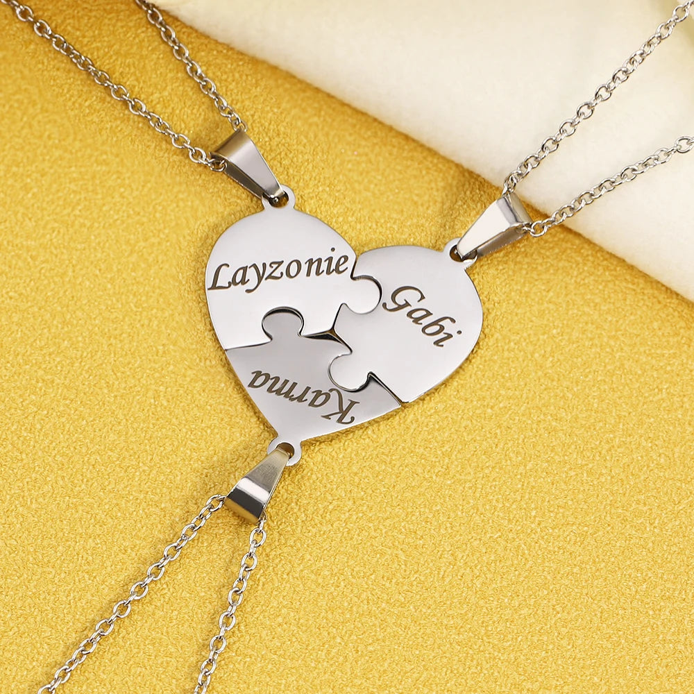 Personalisiertes Puzzle-Herz Namensanhänger – Symbol für Verbundenheit & Liebe