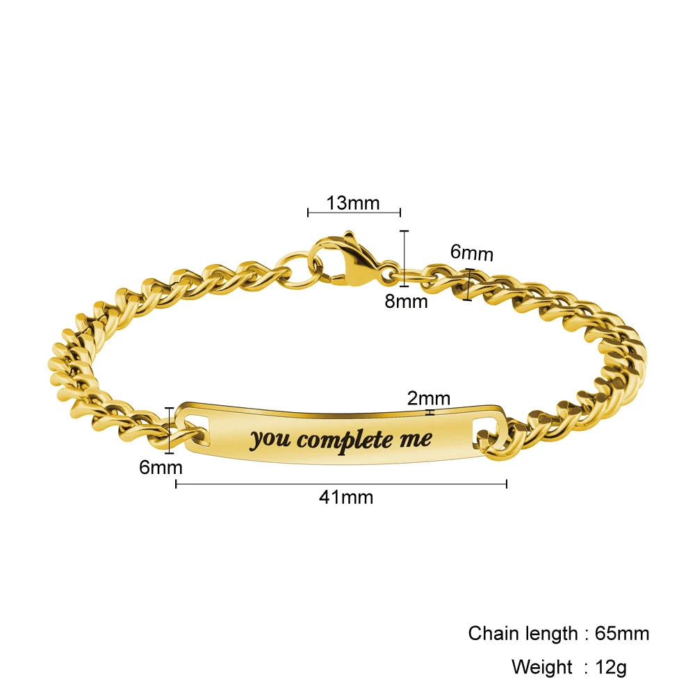 Personalisierbares Paar-Armband für Verliebte – Edelstahl mit Gravur als Set