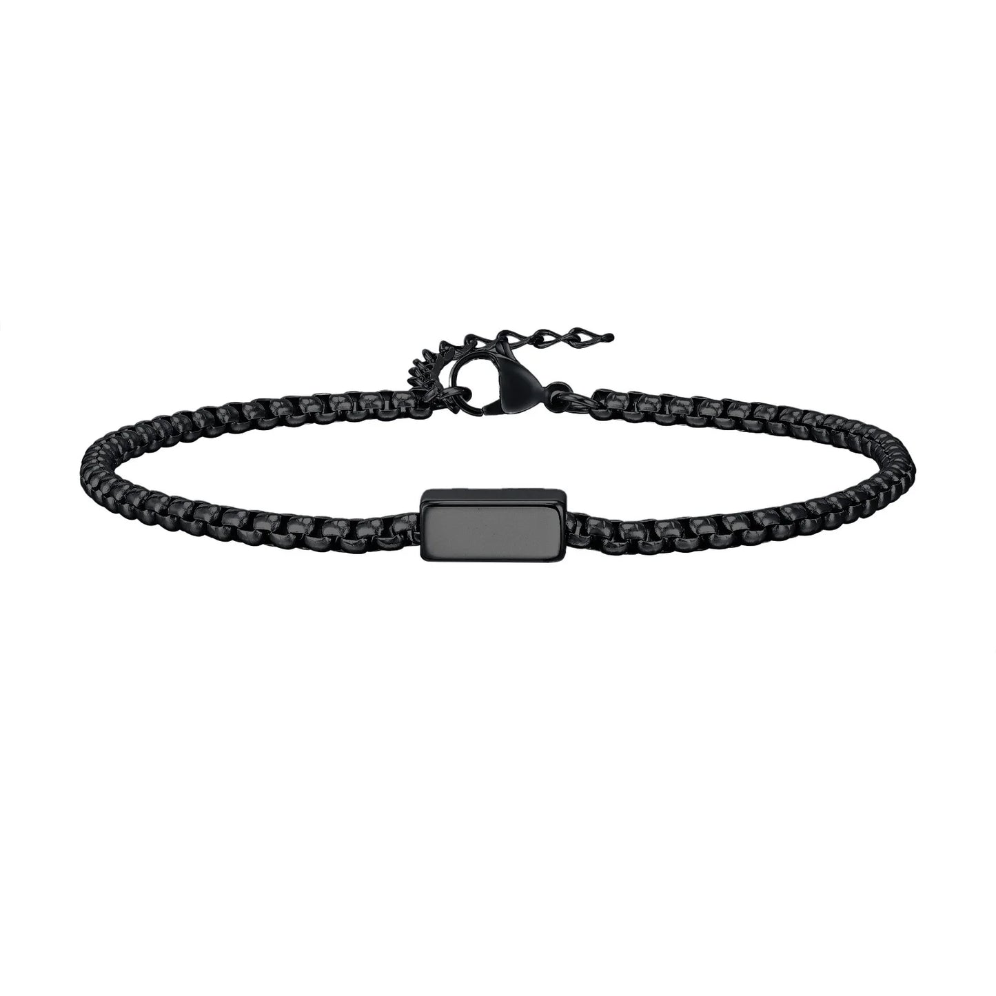 Personalisiertes Armband für Männer, Box-Chain-Stil aus Edelstahl