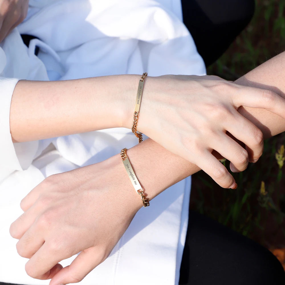 Personalisierbares Paar-Armband für Verliebte – Edelstahl mit Gravur als Set