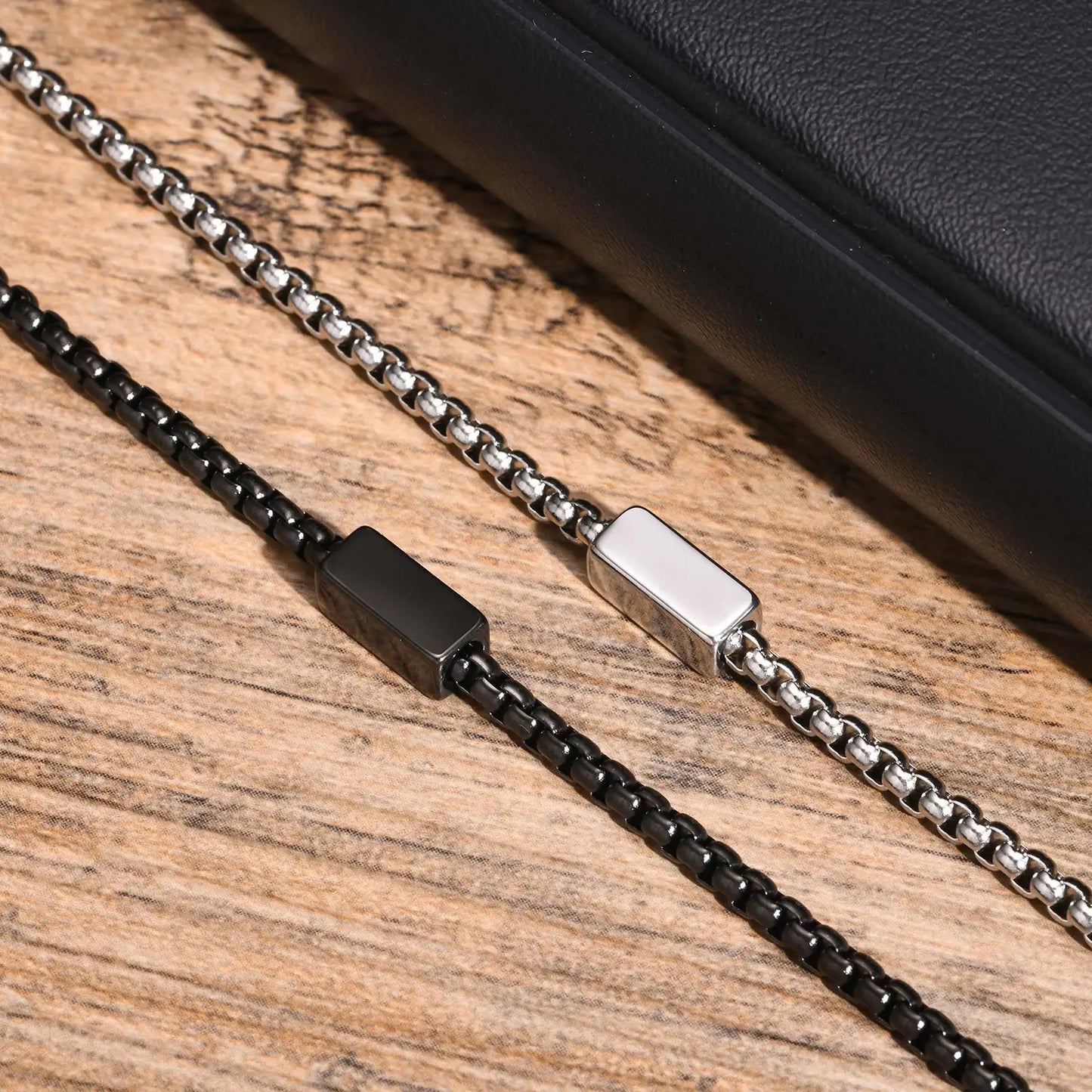 Personalisiertes Armband für Männer, Box-Chain-Stil aus Edelstahl
