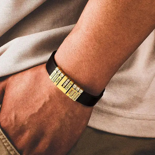 Personalisierbares Lederarmband mit Edelstahl, verstellbares Lederarmband