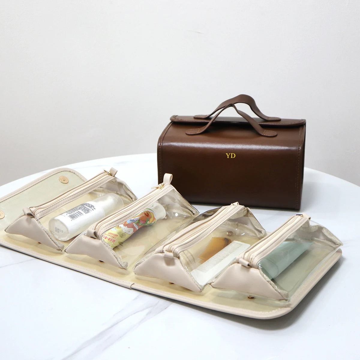 Personalisiertes Reise-Kosmetiktaschen-Set – Wasserdichtes & abnehmbares Make-up-Organizer-Set für Frauen