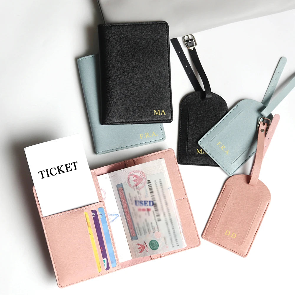 Personalisiertes Reisepass-Cover-Set – Mit Namensgravur – Stilvolles & praktisches Reiseaccessoire