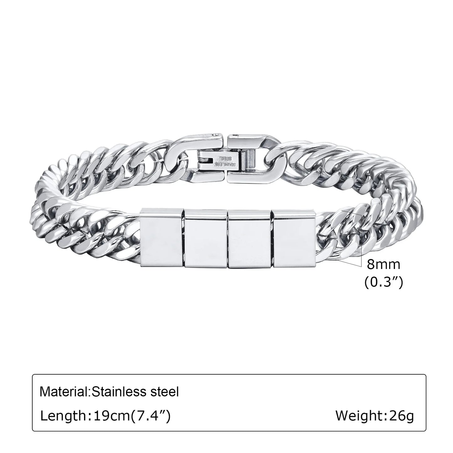 Personalisierbares Cuban Chain Armband für Männer – Edelstahl mit Namensgravur