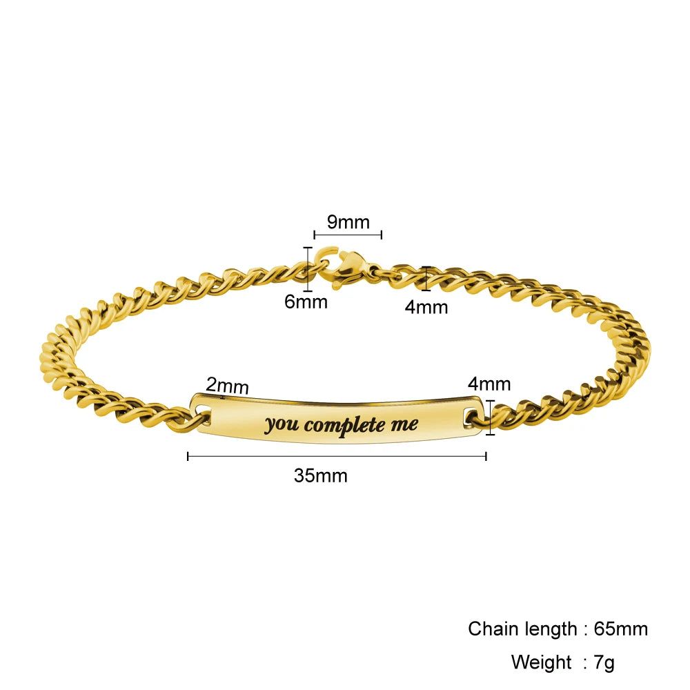 Personalisierbares Paar-Armband für Verliebte – Edelstahl mit Gravur als Set