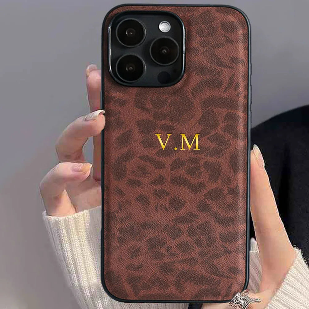 Personalisiertes iPhone-Hülle mit Leopardenmuster – Luxuriöses Leder-Design für iPhone 12, 13, 14, 15, 16 (Pro, Max)