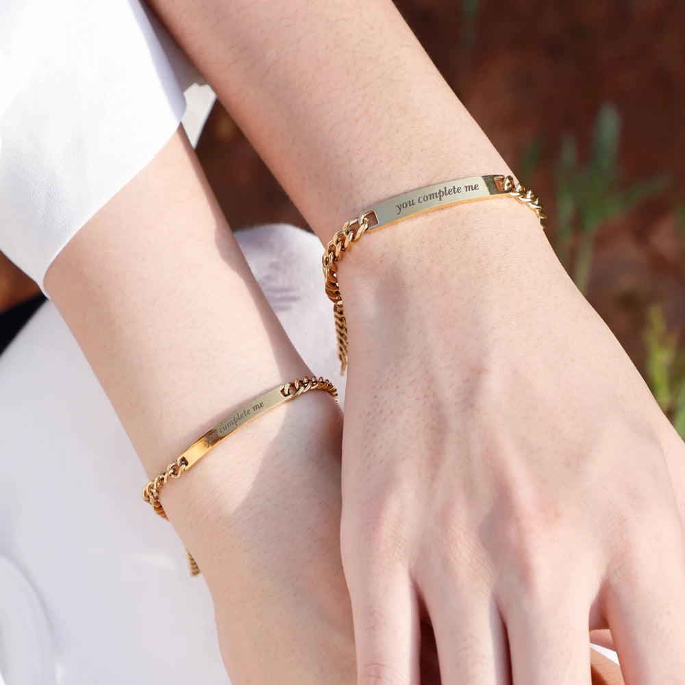 Personalisierbares Paar-Armband für Verliebte – Edelstahl mit Gravur als Set