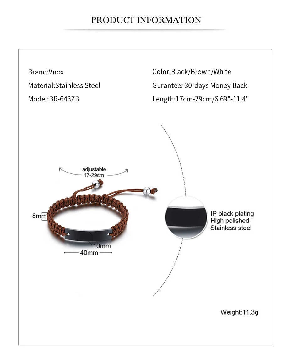 Seilketten-Armband mit personalisiertem Namen und Längenverstellbarkeit