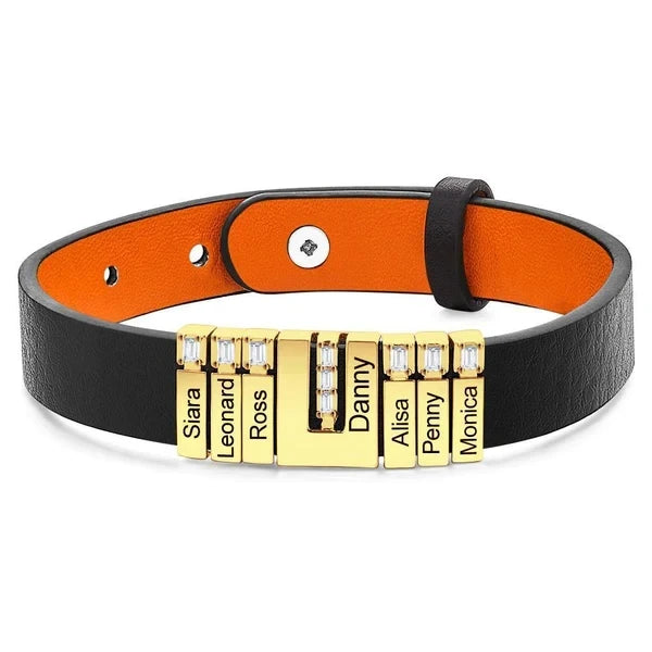 Personalisierbares Lederarmband mit Edelstahl, verstellbares Lederarmband