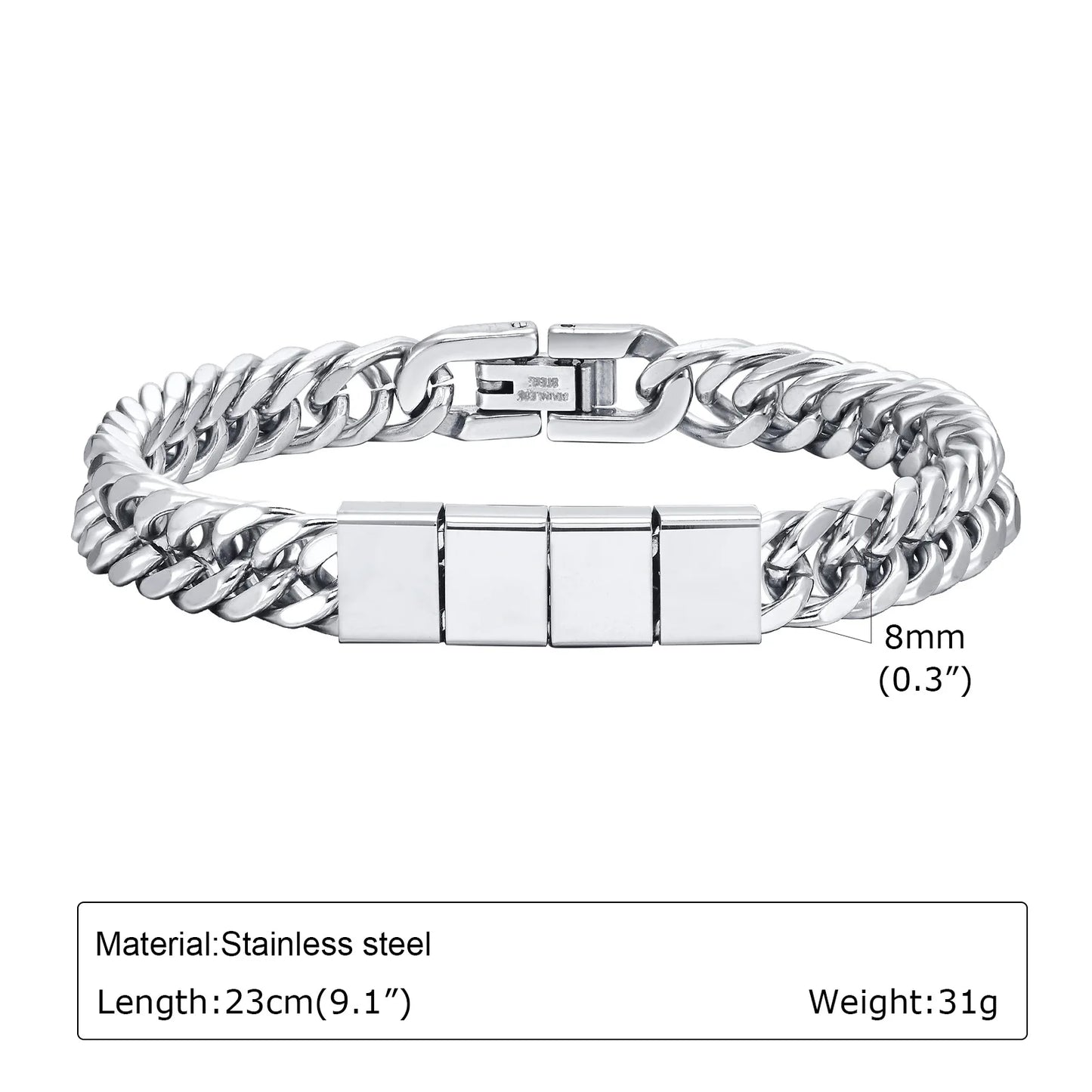 Personalisierbares Cuban Chain Armband für Männer – Edelstahl mit Namensgravur
