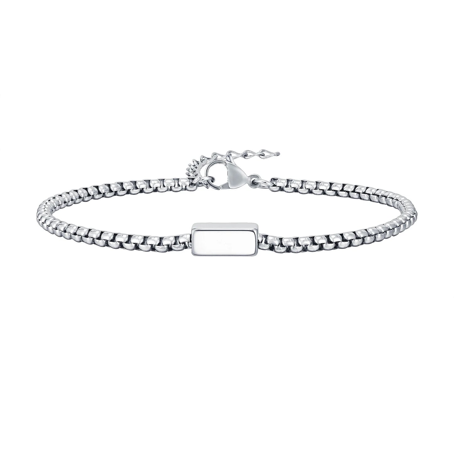Personalisiertes Armband für Männer, Box-Chain-Stil aus Edelstahl