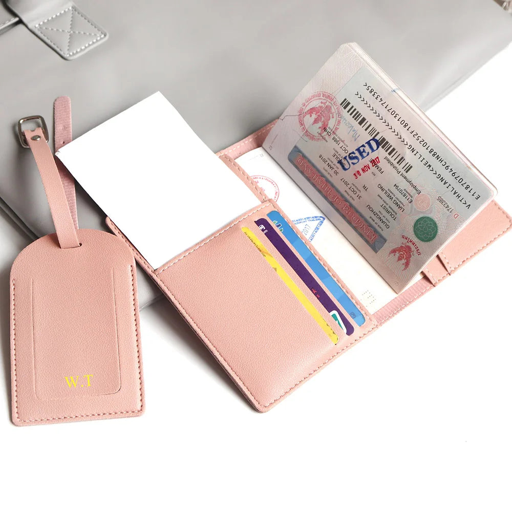 Personalisiertes Reisepass-Cover-Set – Mit Namensgravur – Stilvolles & praktisches Reiseaccessoire