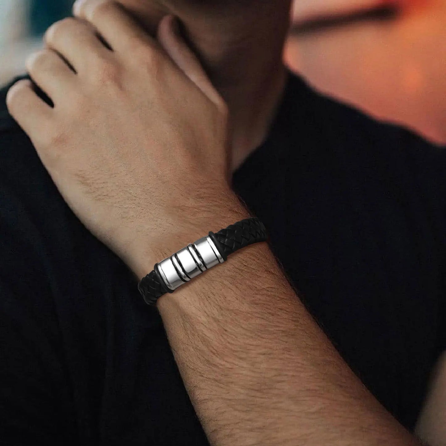 Personalisierte Leder-Seilketten-Armband für Männer, individuell mit 2–6 Namen