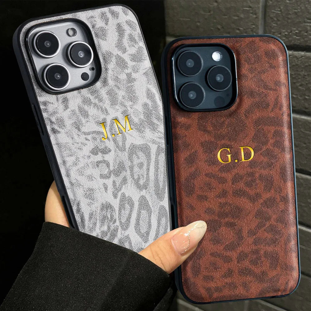 Personalisiertes iPhone-Hülle mit Leopardenmuster – Luxuriöses Leder-Design für iPhone 12, 13, 14, 15, 16 (Pro, Max)