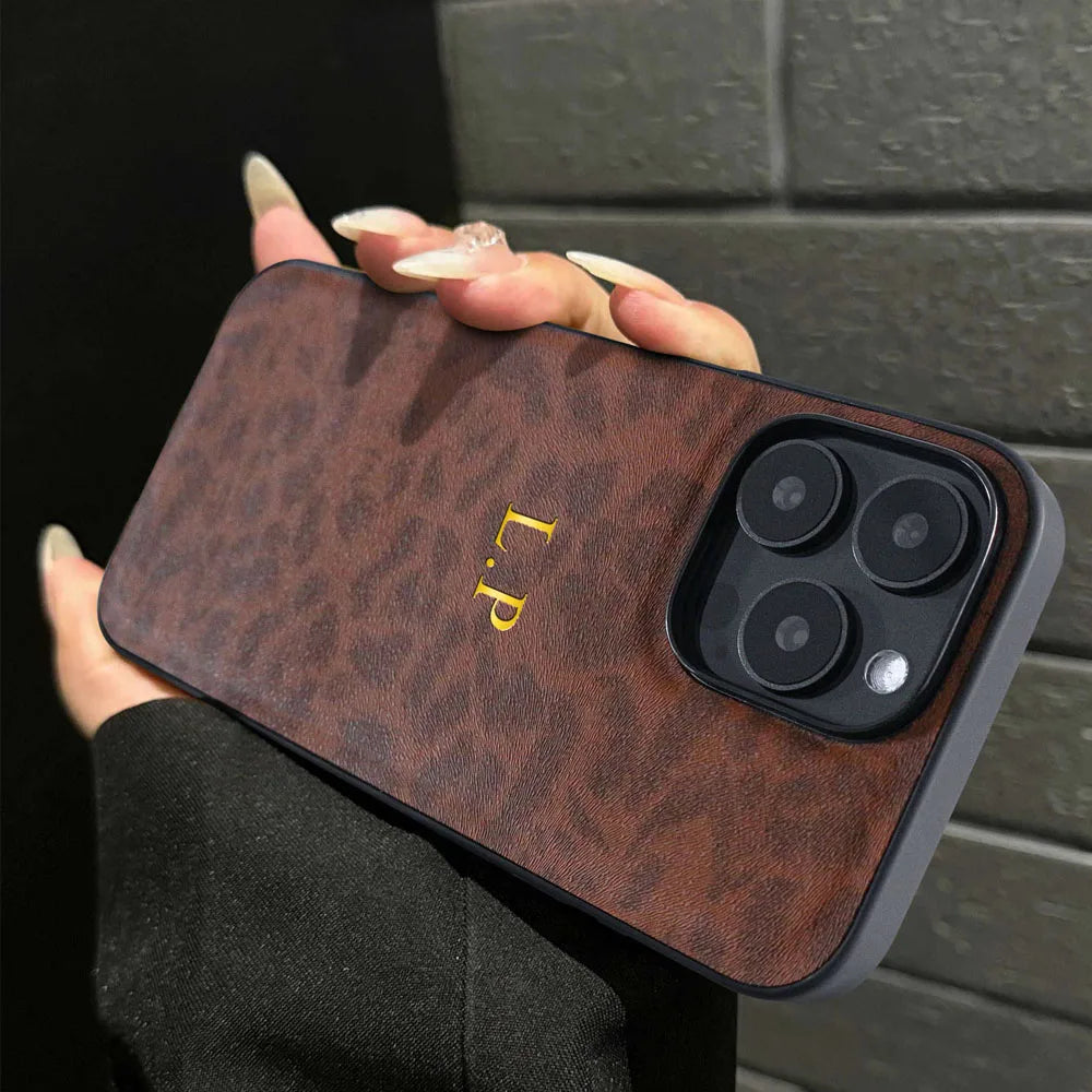 Personalisiertes iPhone-Hülle mit Leopardenmuster – Luxuriöses Leder-Design für iPhone 12, 13, 14, 15, 16 (Pro, Max)