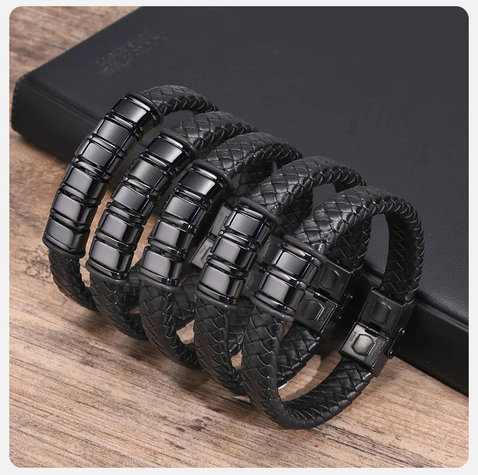 Personalisierte Leder-Seilketten-Armband für Männer, individuell mit 2–6 Namen