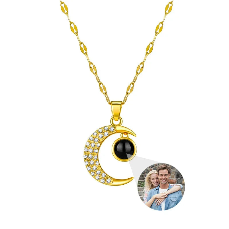 Personalisiertes Foto-Halskette mit Halbmond-Design – Individuelles Geschenk für Frauen