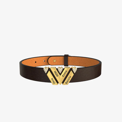 Personalisierbares Lederarmband mit Strass-Steinen - verstellbare auf 3 Stufen