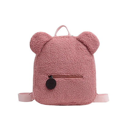 Flauschiger Rucksack mit Bärenohren aus Fleece – Perfekt für Schule, Reisen oder Einkaufen