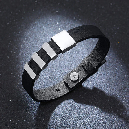 Personalisierte Leder-Armband in Schwarz, einzigartiger Herren-Schmuck