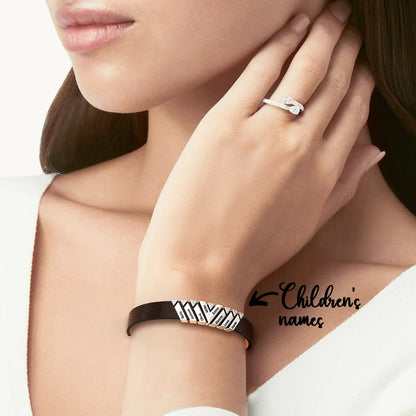 Personalisierbares Lederarmband mit Strass-Steinen - verstellbare auf 3 Stufen