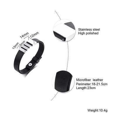 Personalisierte Leder-Armband in Schwarz, einzigartiger Herren-Schmuck