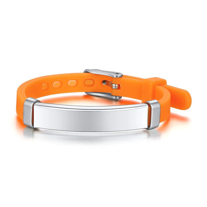 Personalisierbare ID-Armbänder für Jungen und Mädchen, aus weichem Silikon und Edelstahl