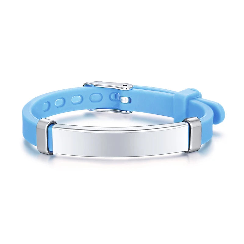 Personalisierbare ID-Armbänder für Jungen und Mädchen, aus weichem Silikon und Edelstahl