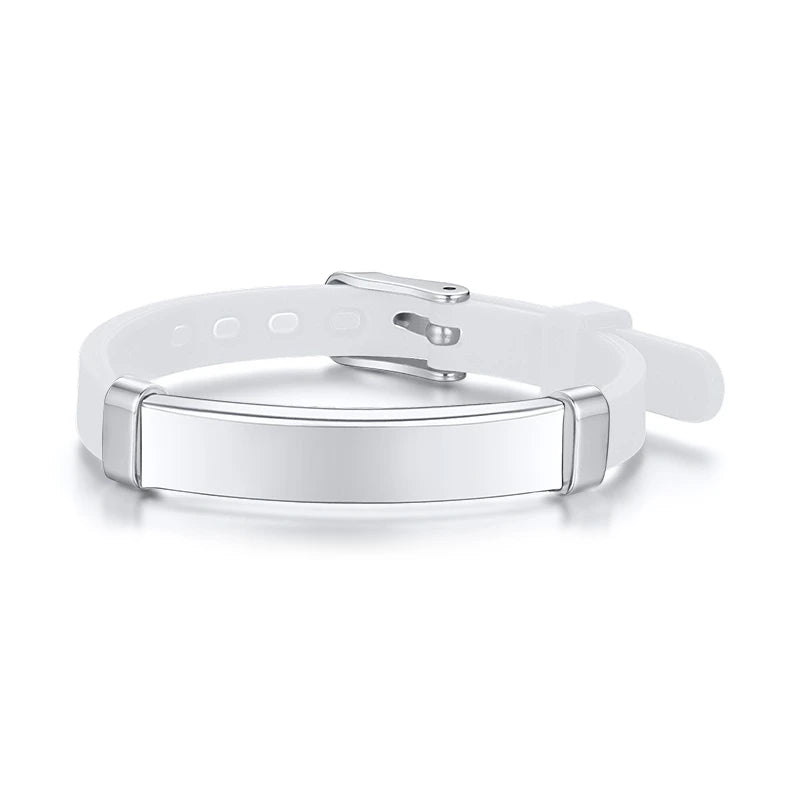 Personalisierbare ID-Armbänder für Jungen und Mädchen, aus weichem Silikon und Edelstahl