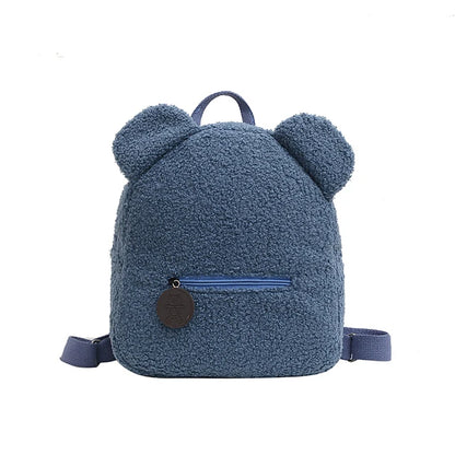 Flauschiger Rucksack mit Bärenohren aus Fleece – Perfekt für Schule, Reisen oder Einkaufen