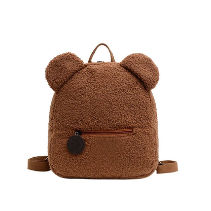 Flauschiger Rucksack mit Bärenohren aus Fleece – Perfekt für Schule, Reisen oder Einkaufen