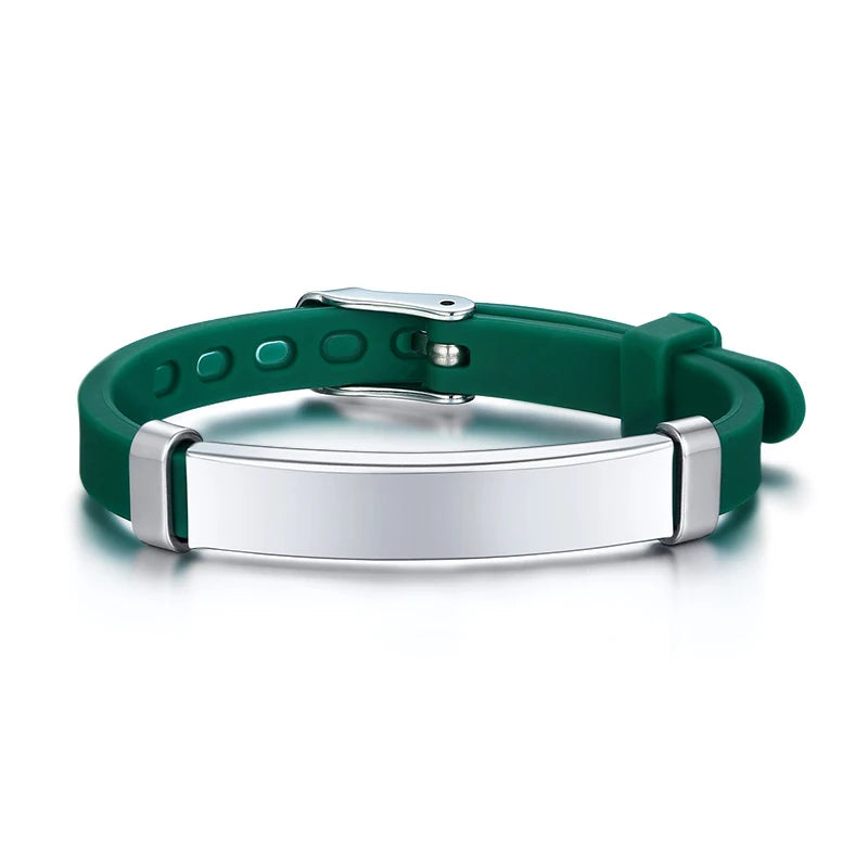 Personalisierbare ID-Armbänder für Jungen und Mädchen, aus weichem Silikon und Edelstahl