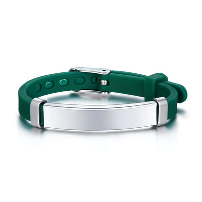 Personalisierbare ID-Armbänder für Jungen und Mädchen, aus weichem Silikon und Edelstahl