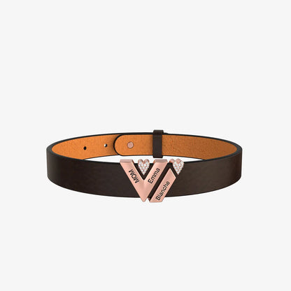 Personalisierbares Lederarmband mit Strass-Steinen - verstellbare auf 3 Stufen