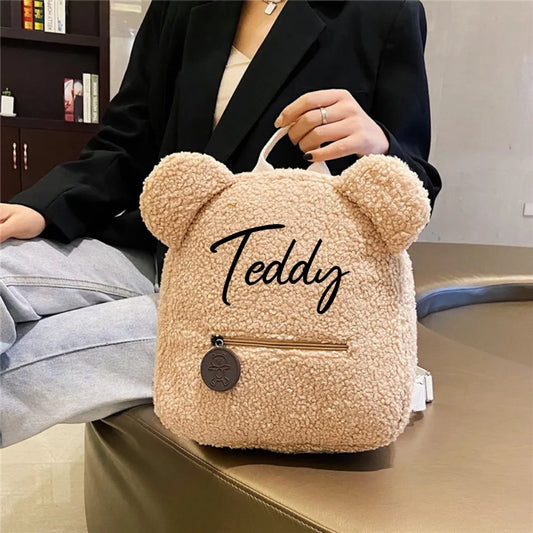 Flauschiger Rucksack mit Bärenohren aus Fleece – Perfekt für Schule, Reisen oder Einkaufen