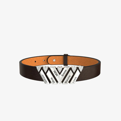 Personalisierbares Lederarmband mit Strass-Steinen - verstellbare auf 3 Stufen