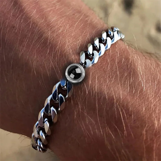 Personalisiertes Armband mit Foto-Projektion – Titanstahl-Armband mit individuellem Foto für Männer