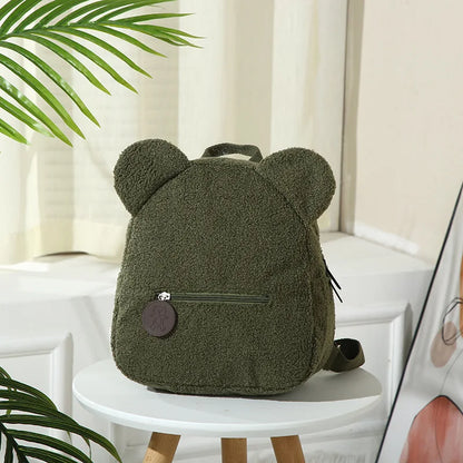 Flauschiger Rucksack mit Bärenohren aus Fleece – Perfekt für Schule, Reisen oder Einkaufen