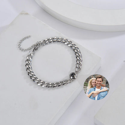 Personalisiertes Armband mit Foto-Projektion – Titanstahl-Armband mit individuellem Foto für Männer
