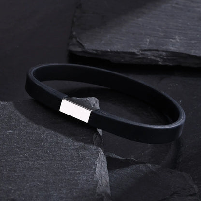 Edelstahl und Silikon-Sportarmband für Männer, personalisierte Namensarmband