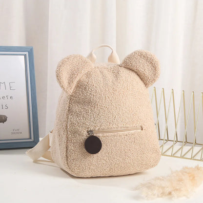 Flauschiger Rucksack mit Bärenohren aus Fleece – Perfekt für Schule, Reisen oder Einkaufen