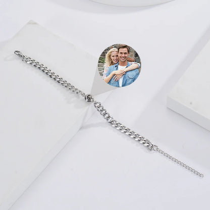 Personalisiertes Armband mit Foto-Projektion – Titanstahl-Armband mit individuellem Foto für Männer