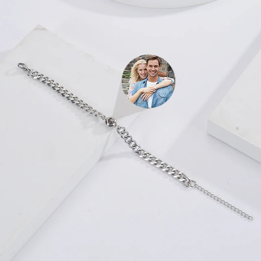 Personalisiertes Armband mit Foto-Projektion – Titanstahl-Armband mit individuellem Foto für Männer